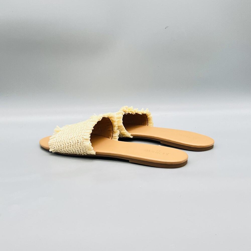J Crew Sandals Womens 9.5 Beige Synthetic Raffia Fringe Slide Flat Casual Shoes - Picture 5 of 10